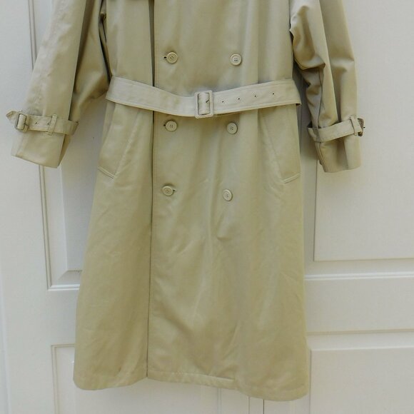 London Fog Khaki Double Breasted Trench Coat with Zip Out Liner 42 Reg Belted - Picture 2 of 15